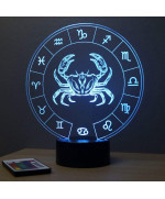 Lampe illusion 3D représentant le signe du zodiaque Cancer.