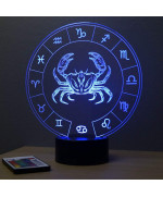 Lampe illusion 3D représentant le signe du zodiaque Cancer.