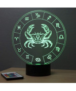 Lampe illusion 3D représentant le signe du zodiaque Cancer.