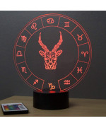 Lampe illusion 3D représentant le signe du zodiaque Capricorne.