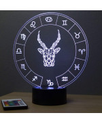 Lampe illusion 3D représentant le signe du zodiaque Capricorne.