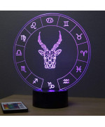 Lampe illusion 3D représentant le signe du zodiaque Capricorne.