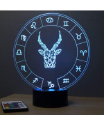 Lampe illusion 3D représentant le signe du zodiaque Capricorne.