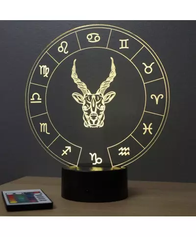 Lampe illusion 3D représentant le signe du zodiaque Capricorne.
