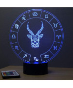 Lampe illusion 3D représentant le signe du zodiaque Capricorne.