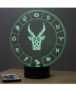 Lampe illusion 3D représentant le signe du zodiaque Capricorne.