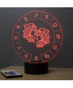 Lampe illusion 3D représentant le signe du zodiaque Gémeaux.