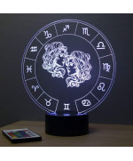 Lampe illusion 3D représentant le signe du zodiaque Gémeaux.