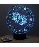 Lampe illusion 3D représentant le signe du zodiaque Gémeaux.