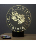Lampe illusion 3D représentant le signe du zodiaque Gémeaux.