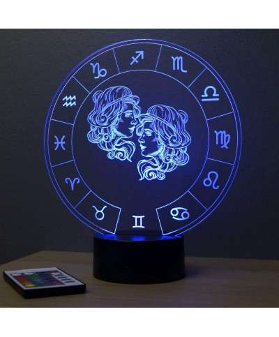 Lampe illusion 3D représentant le signe du zodiaque Gémeaux.