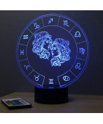 Lampe illusion 3D représentant le signe du zodiaque Gémeaux.