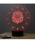 Lampe illusion 3D représentant le signe du zodiaque Lion.