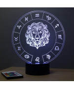 Lampe illusion 3D représentant le signe du zodiaque Lion.