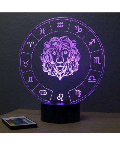 Lampe illusion 3D représentant le signe du zodiaque Lion.