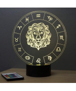 Lampe illusion 3D représentant le signe du zodiaque Lion.