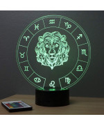 Lampe illusion 3D représentant le signe du zodiaque Lion.