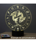 Lampe illusion 3D représentant le signe du zodiaque Poisson.
