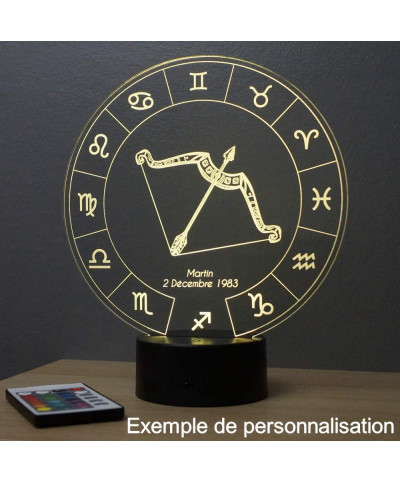 Lampe illusion 3D représentant le signe du zodiaque Sagittaire.