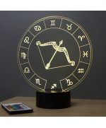 Lampe illusion 3D représentant le signe du zodiaque Sagittaire.