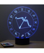 Lampe illusion 3D représentant le signe du zodiaque Sagittaire.