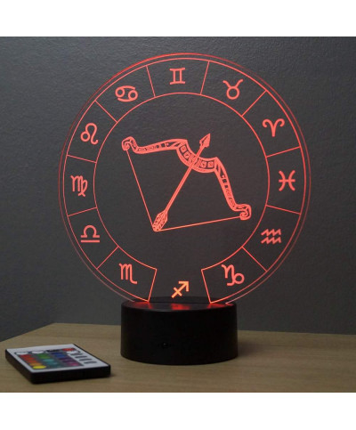 Lampe illusion 3D représentant le signe du zodiaque Sagittaire.
