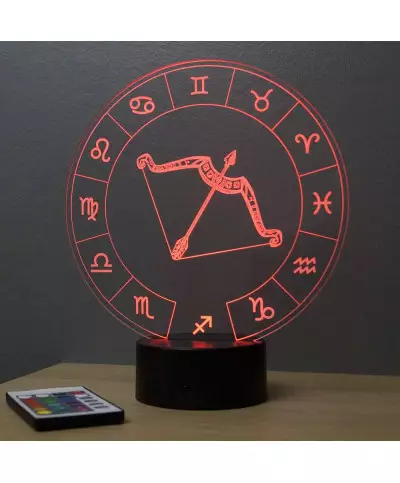 Lampe illusion 3D représentant le signe du zodiaque Sagittaire.