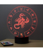 Lampe illusion 3D représentant le signe du zodiaque Scorpion.