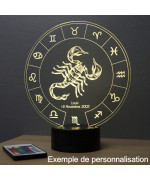 Lampe illusion 3D représentant le signe du zodiaque Scorpion.