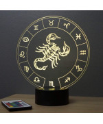 Lampe illusion 3D représentant le signe du zodiaque Scorpion.