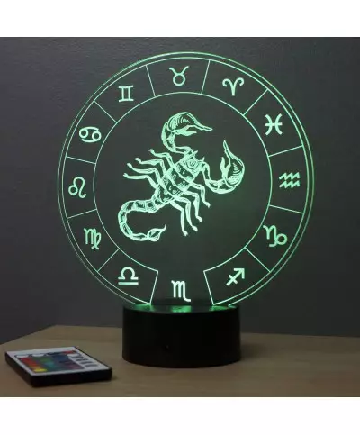 Lampe illusion 3D représentant le signe du zodiaque Scorpion.