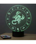 Lampe illusion 3D représentant le signe du zodiaque Scorpion.