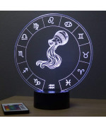 Lampe illusion 3D représentant le signe du zodiaque Verseau.