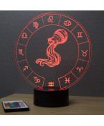 Lampe illusion 3D représentant le signe du zodiaque Verseau.
