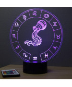 Lampe illusion 3D représentant le signe du zodiaque Verseau.