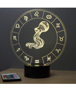Lampe illusion 3D représentant le signe du zodiaque Verseau.