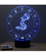 Lampe illusion 3D représentant le signe du zodiaque Verseau.