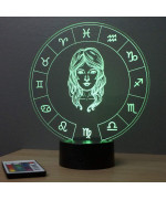 Lampe illusion 3D représentant le signe du zodiaque Vierge.