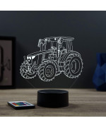 Lampe illusion 3D en verre acrylique gravée au laser représentant un tracteur John Deere.