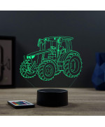 Lampe illusion 3D en verre acrylique gravée au laser représentant un tracteur John Deere.