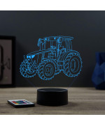 Lampe illusion 3D en verre acrylique gravée au laser représentant un tracteur John Deere.