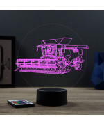 Lampe illusion 3D en verre acrylique gravée au laser représentant une Moissonneuse Batteuse.