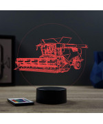 Lampe illusion 3D en verre acrylique gravée au laser représentant une Moissonneuse Batteuse.