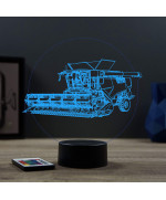 Lampe illusion 3D en verre acrylique gravée au laser représentant une Moissonneuse Batteuse.