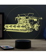 Lampe illusion 3D en verre acrylique gravée au laser représentant une Moissonneuse Batteuse.