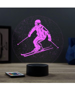 Lampe illusion 3D Sport Skieur Ski Freeride