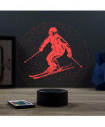 Lampe illusion 3D Sport Skieur Ski Freeride