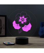 Lampe illusion 3D en verre acrylique gravée au laser représentant une fleur de Capucine.