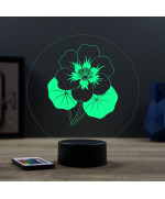 Lampe illusion 3D en verre acrylique gravée au laser représentant une fleur de Capucine.
