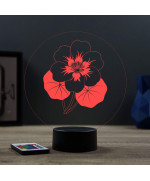 Lampe illusion 3D en verre acrylique gravée au laser représentant une fleur de Capucine.